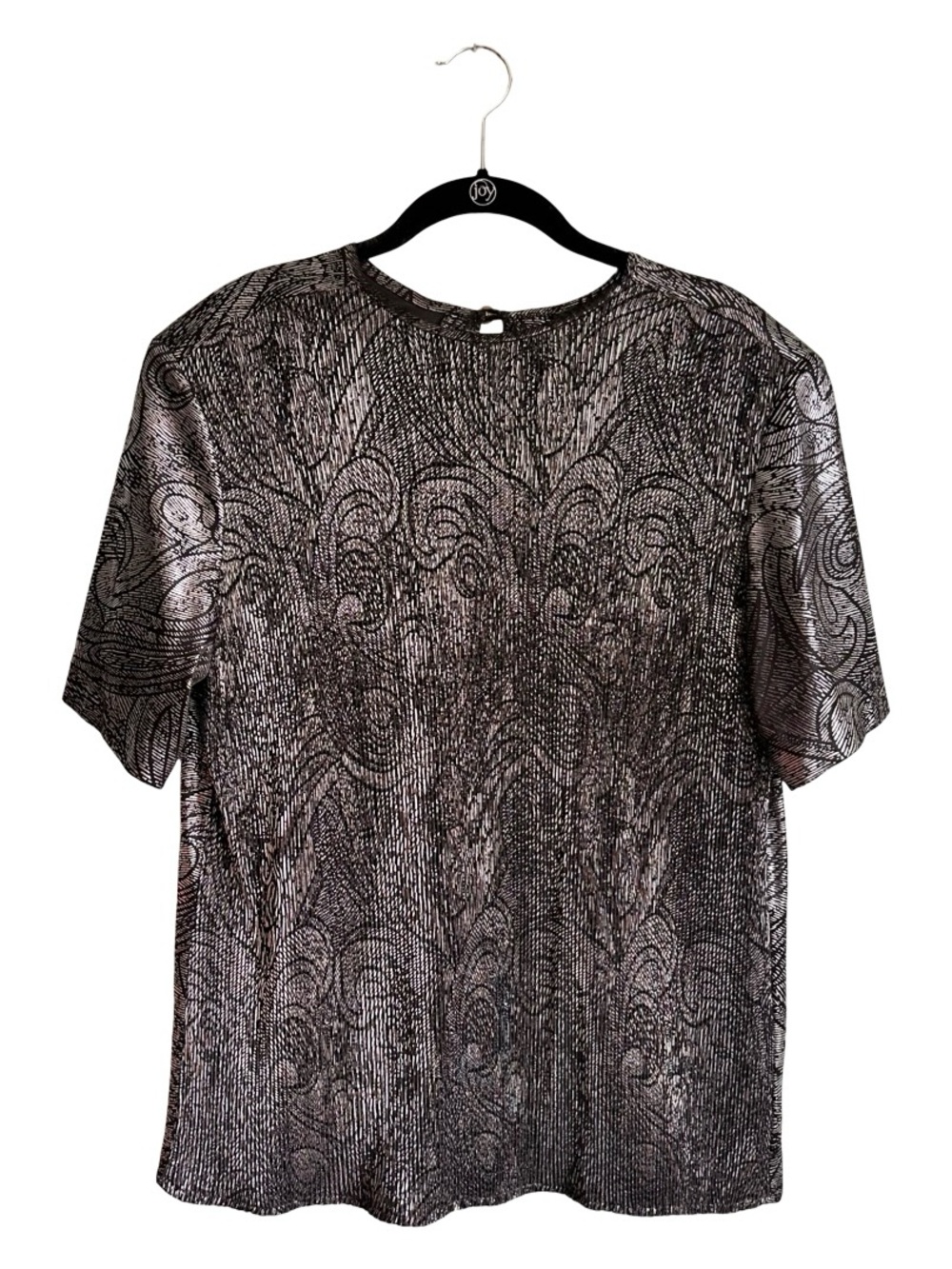 Vintage 80’s Notations Black Silver Metallic Cocktail Evening Blouse‎ Top Large